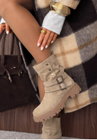 zamszowe Botine z paskami Rainy Steps negre