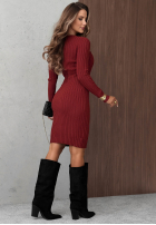 Prążkowana Rochie midi longsleeve z dekoltem Lost Romance bej