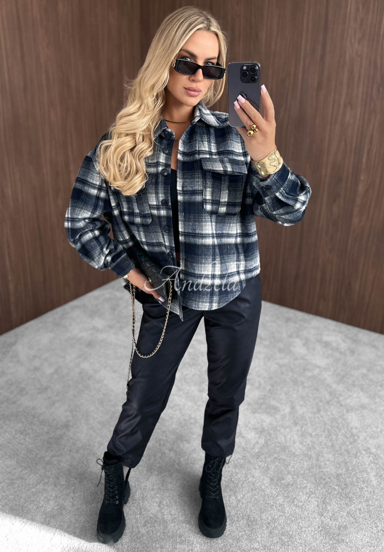 Cămașă în carouri cu lână Maple Plaid
