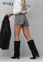 Krótkie din material textil spodenki z paskiem New Classic ciocolatii