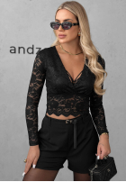Scurtă koronkowa Bluză longsleeve Sweet Sin negru