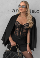Koronkowy gorset na ramiączkach Lace Doll negru
