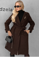 Długi Palton  z kołnierzem i paskiem Maple Street camel