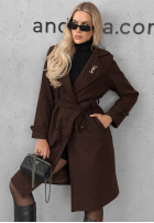Długi Palton  z kołnierzem i paskiem Maple Street camel