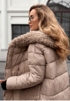 Długa pikowana Geacă z kożuszkiem Long, Cold Winter bej