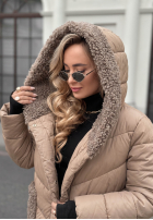 Długa pikowana Geacă z kożuszkiem Long, Cold Winter bej