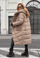 Długa pikowana Geacă z kożuszkiem Long, Cold Winter bej