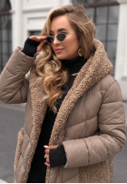 Długa pikowana Geacă z kożuszkiem Long, Cold Winter bej