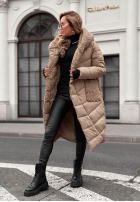 Długa pikowana Geacă z kożuszkiem Long, Cold Winter bej