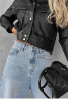 Pantaloni din denim wide leg Amber Avenue albastru deschis