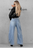 Pantaloni din denim wide leg Amber Avenue albastru deschis