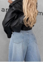 Pantaloni din denim wide leg Amber Avenue albastru deschis