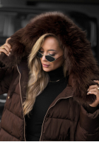 Długa pikowana Geacă z futerkiem Winter Sunday negru