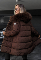 Długa pikowana Geacă z futerkiem Winter Sunday negru