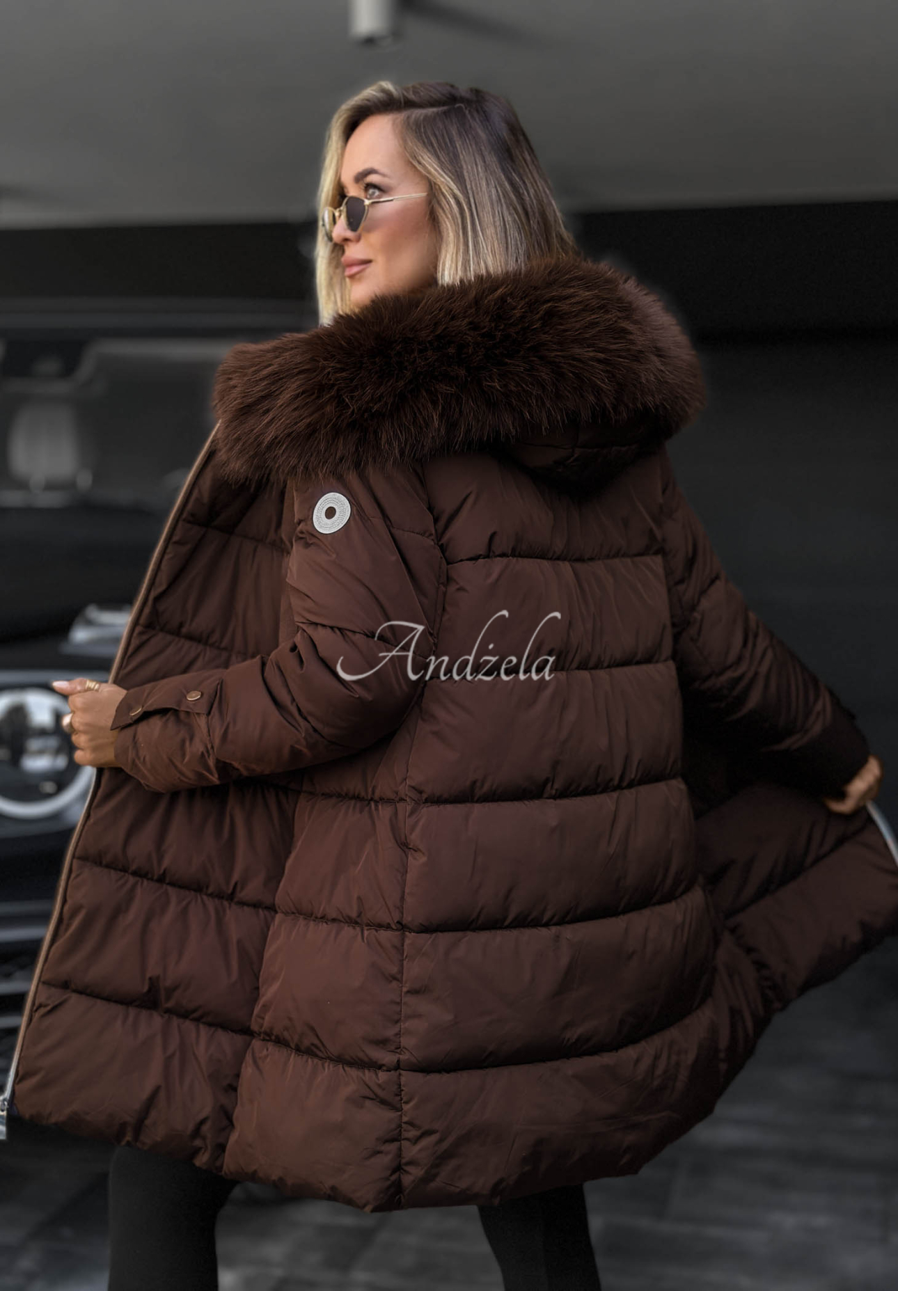 Geacă lungă matlasată cu blăniță Winter Sunday