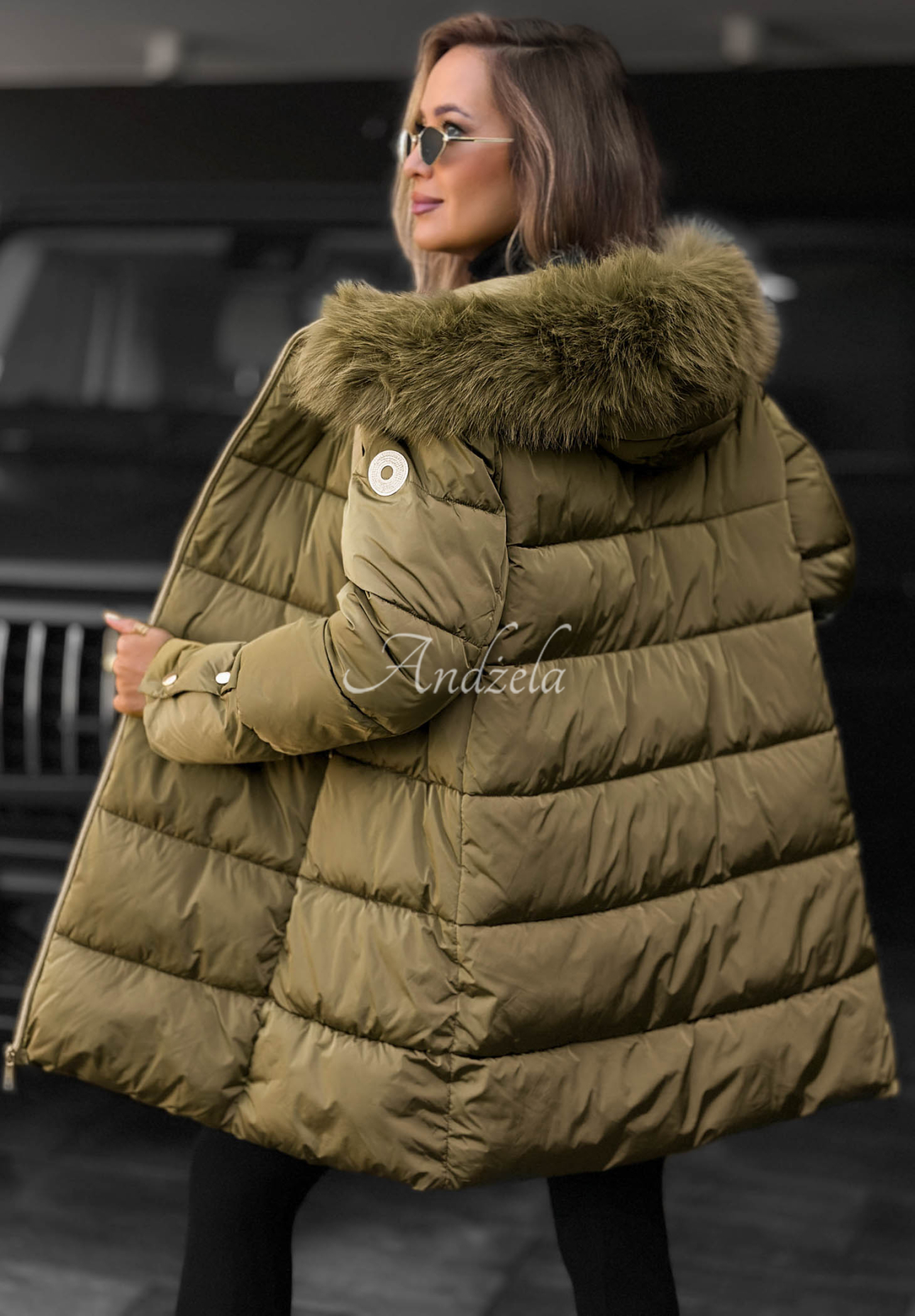 Geacă lungă matlasată cu blăniță Winter Sunday