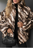 Pikowana Geacă bomberka cu model tip panteră Wild Freeze camel