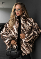 Pikowana Geacă bomberka cu model tip panteră Wild Freeze camel
