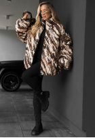 Pikowana Geacă bomberka cu model tip panteră Wild Freeze camel