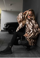 Pikowana Geacă bomberka cu model tip panteră Wild Freeze camel