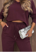 Bluză longsleeve z dekoltem w serek Simple Day burgundowa