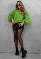 Pulover z ozdobnie plecionymi rękawami Comfort First verde