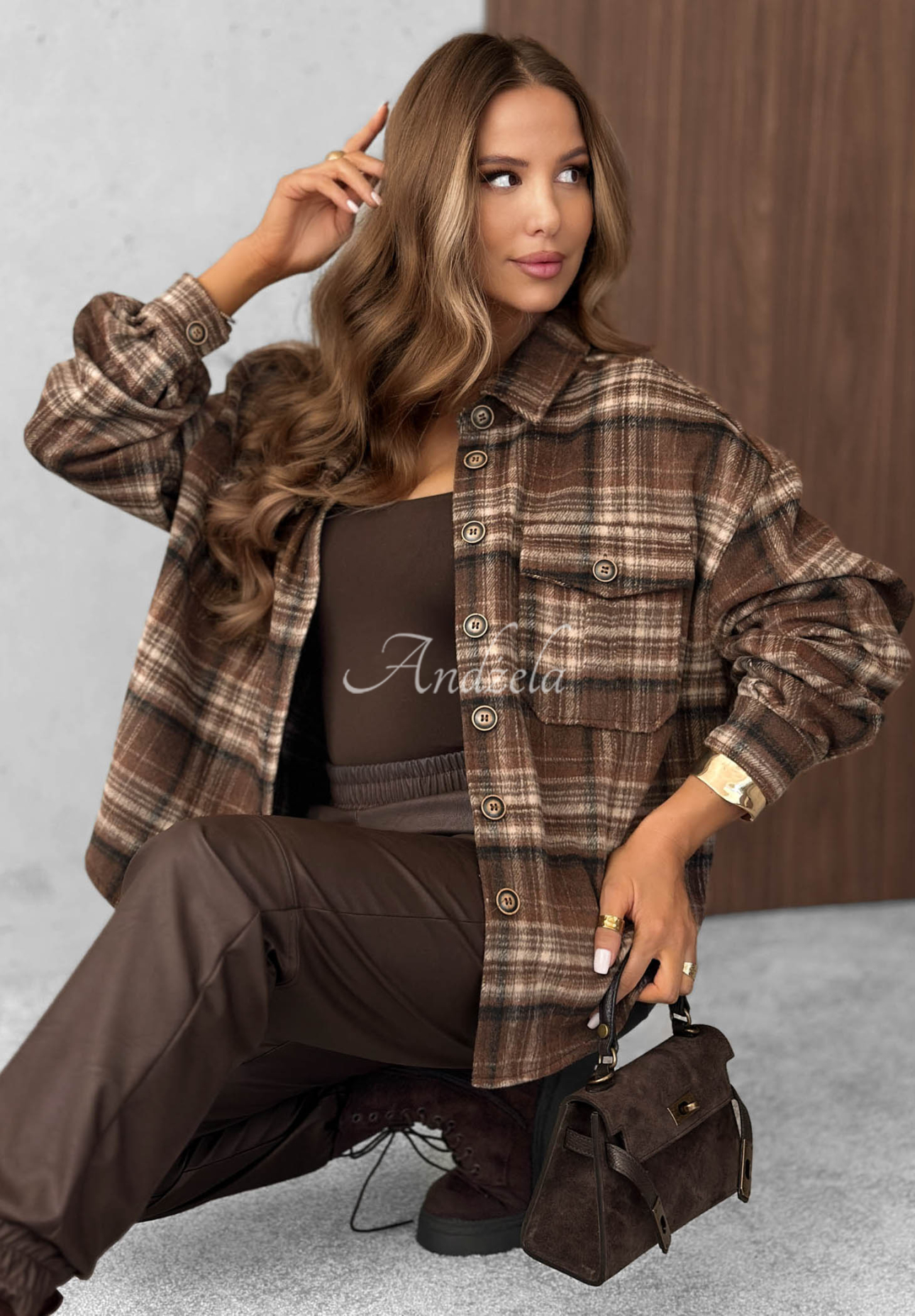 Cămașă în carouri cu lână Maple Plaid