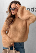 Moherowy Pulover z szerokimi rękawami Cloudly camel