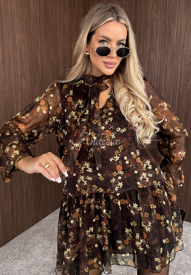 Rochie cu imprimeu floral și volănașe Autumn Fantasy