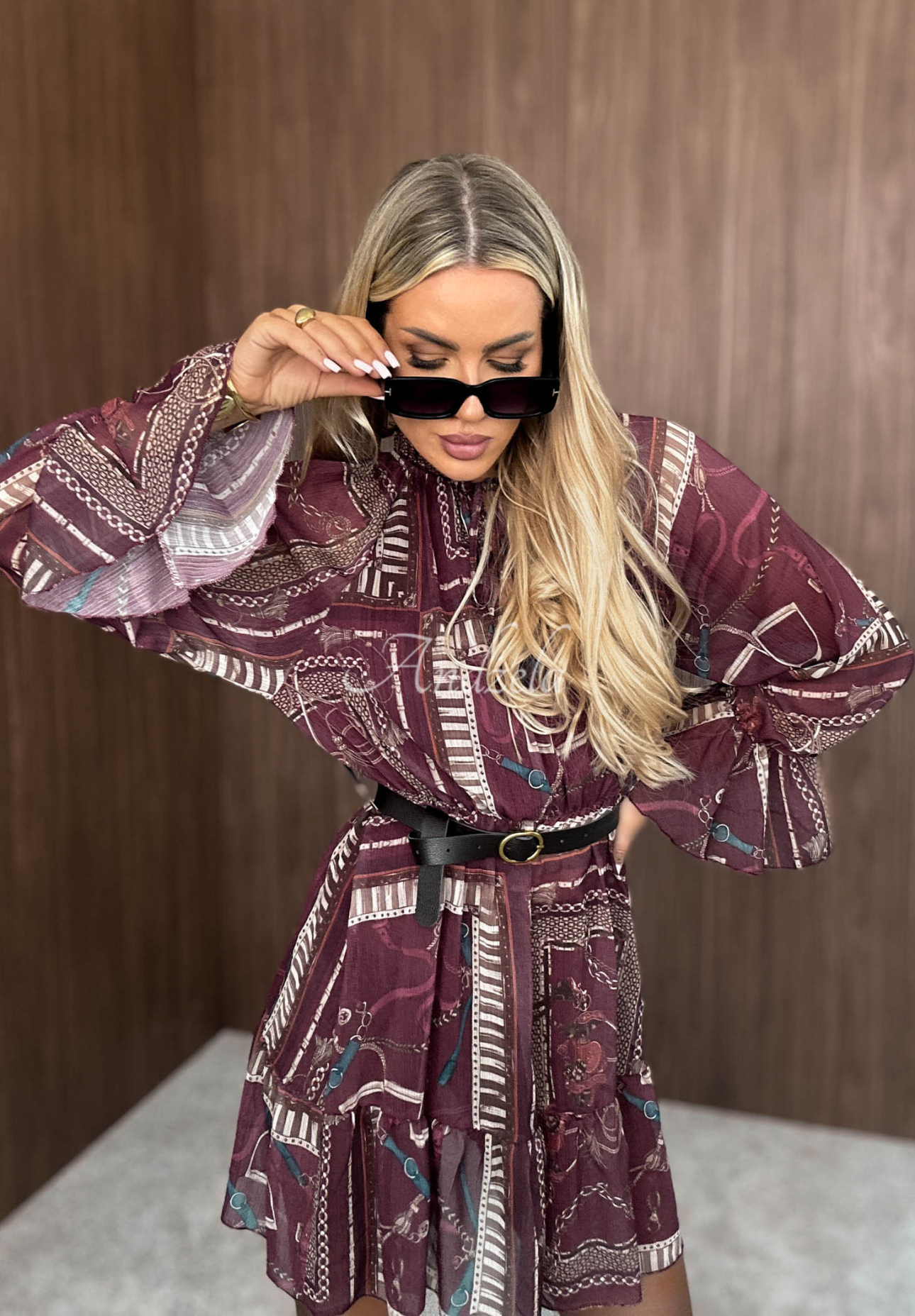 Rochie mini cu imprimeu și volănașe Autumn Memory