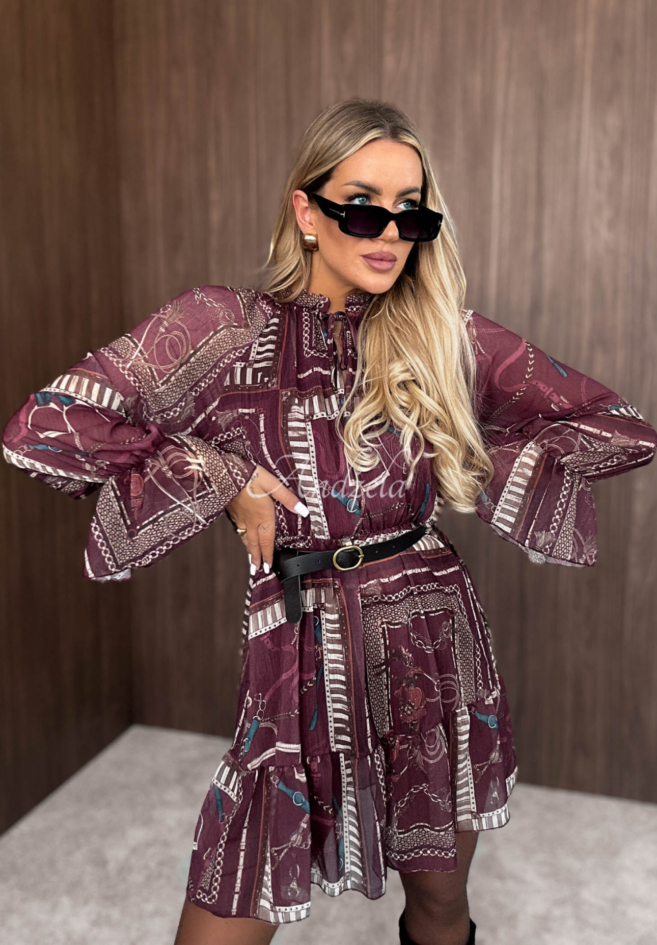 Rochie mini cu imprimeu și volănașe Autumn Memory