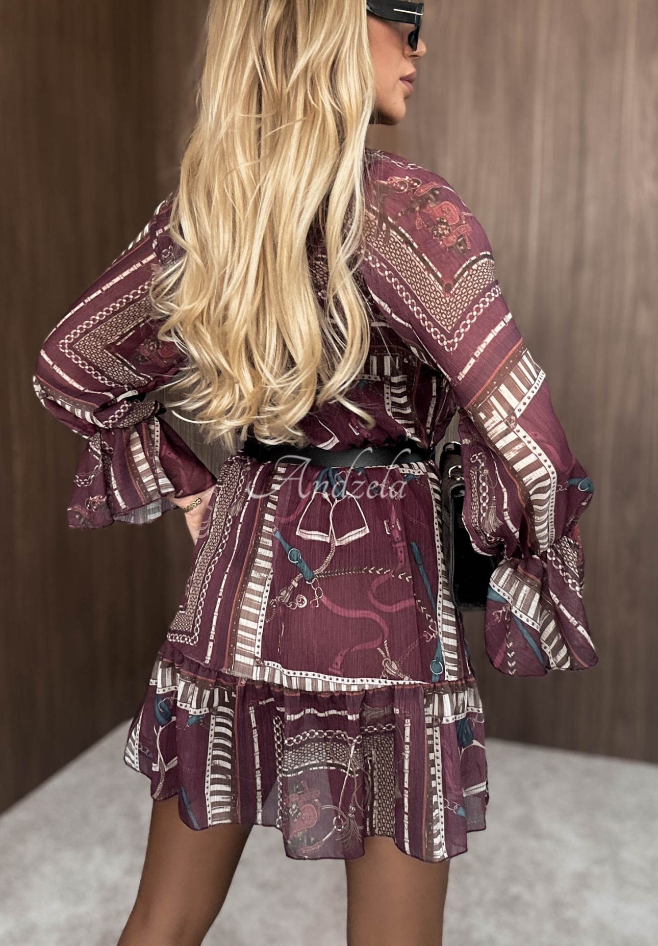 Rochie mini cu imprimeu și volănașe Autumn Memory