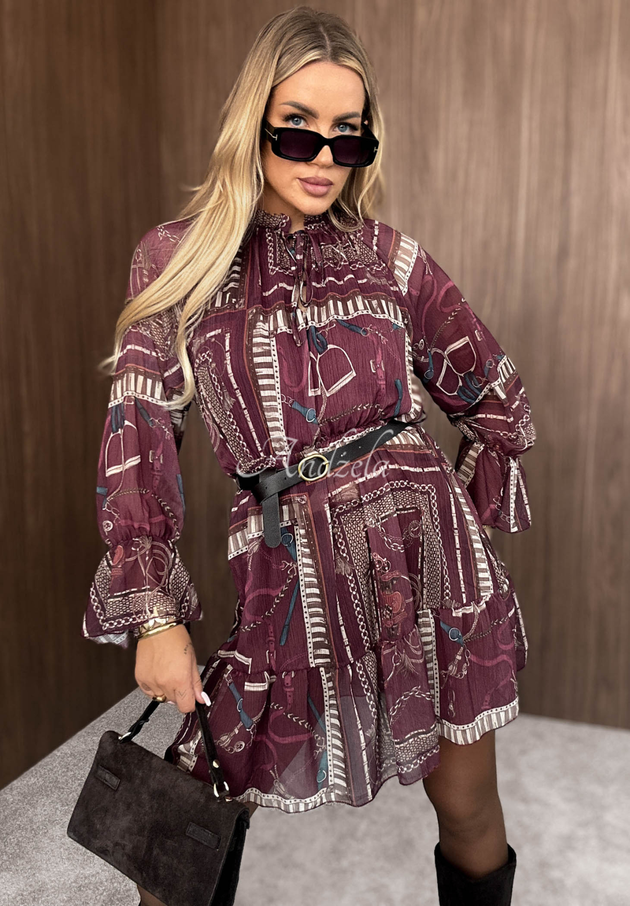 Rochie mini cu imprimeu și volănașe Autumn Memory