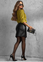 Skórzana Fustă z rozcięciem i paskiem Soft Desire ciocolatie