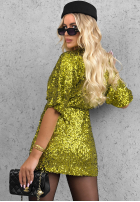 Cekinowa Rochie mini Glitter Doll verde