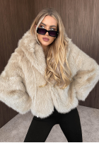 Geacă futerko z kapturem Fluffy Girl ciocolatie