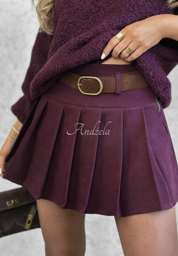 Fustă mini plisată cu curea Fall Babe
