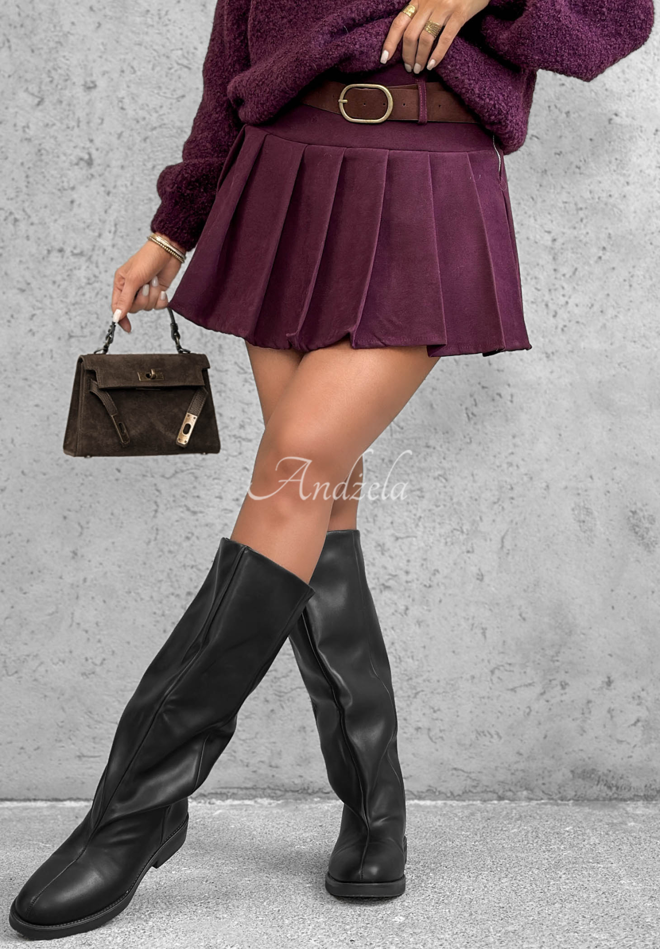 Fustă mini plisată cu curea Fall Babe
