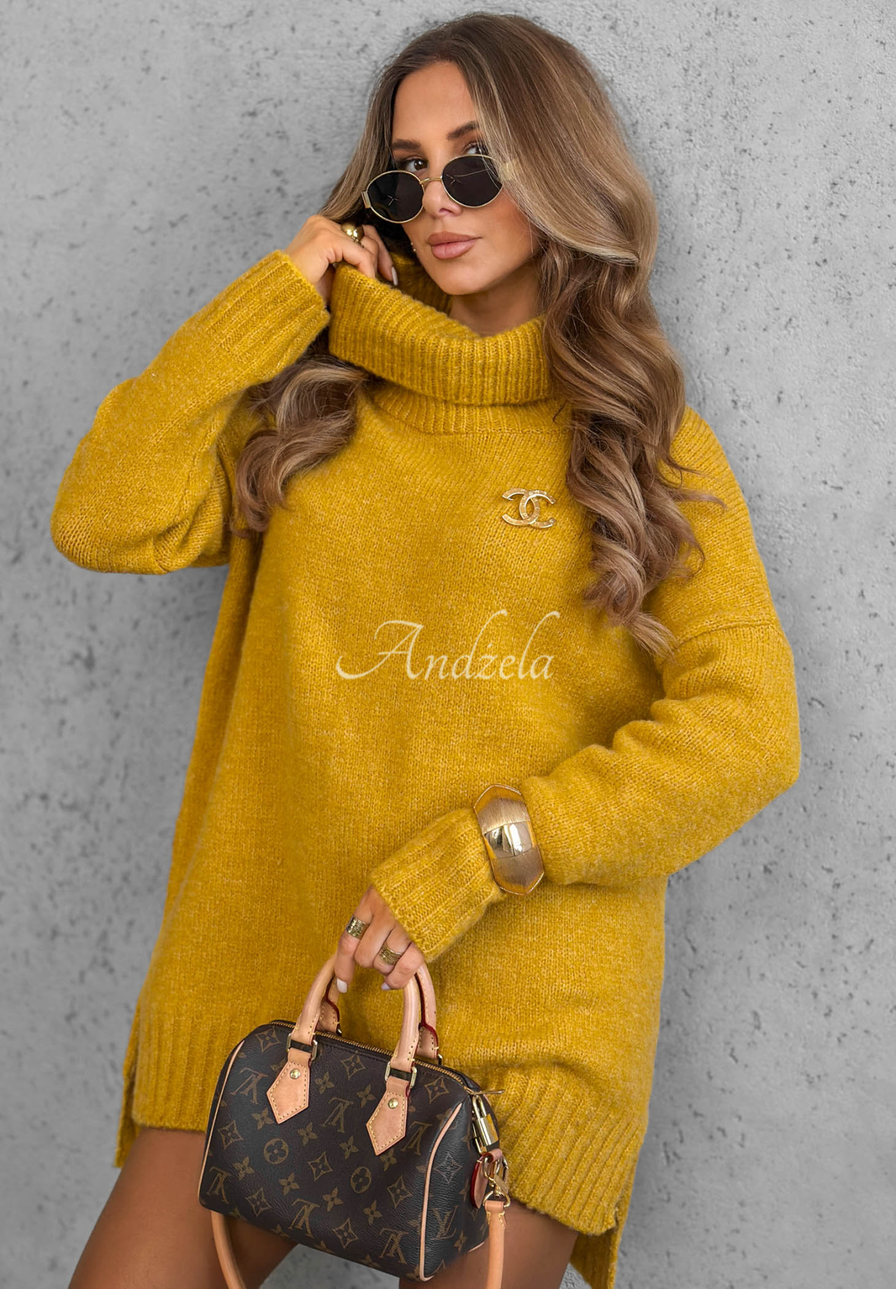 Pulover oversize cu guler rol Benin