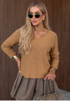 Ușor Pulover z dekoltem w serek Amber Woods kaki
