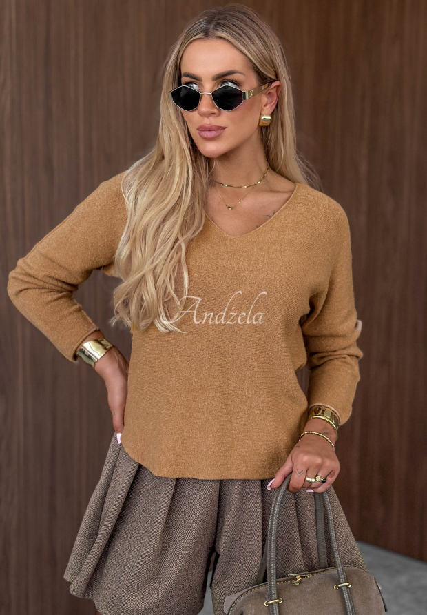 Pulover ușor din v&acirc;scoză cu decolteu &icirc;n V Amber Woods