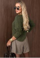 Ușor Pulover z dekoltem w serek Amber Woods kaki