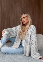 Krótki Pulover Cardigan z bufkami Frost Club ecru