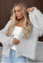 Krótki Pulover Cardigan z bufkami Frost Club ecru