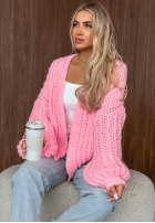 Krótki Pulover Cardigan z bufkami Frost Club ecru