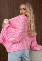 Krótki Pulover Cardigan z bufkami Frost Club ecru