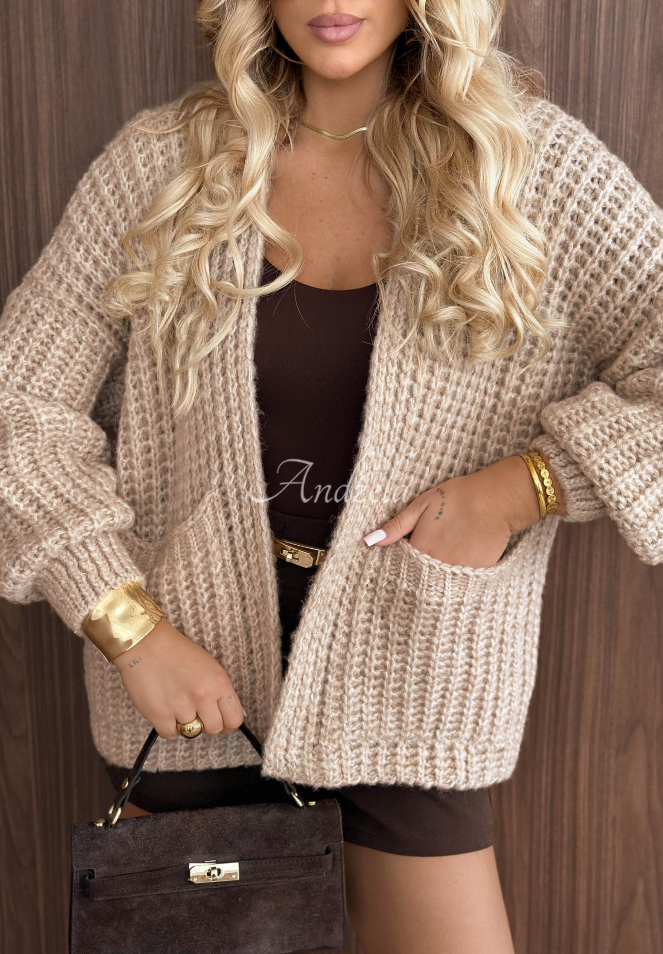 Cardigan scurt cu lână Simply Cozy