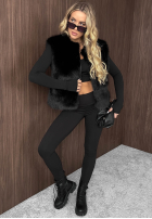 Scurtă Vestă futerko Cozy Fur ciocolatie