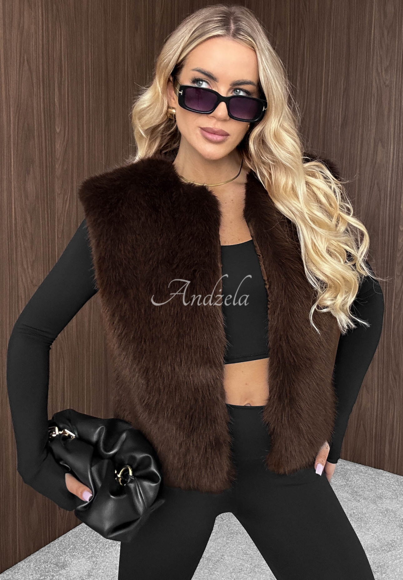 Vestă scurtă din blăniță Cozy Fur