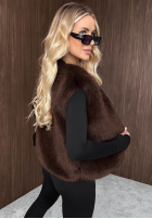 Scurtă Vestă futerko Cozy Fur ciocolatie